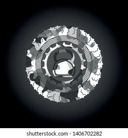 kettlebell icon inside grey camo texture