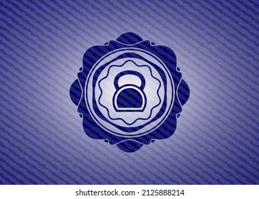 kettlebell icon inside jean background. 