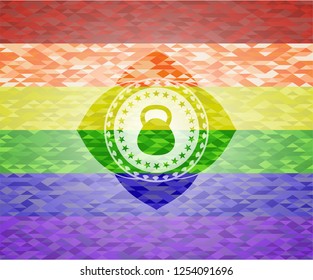 kettlebell icon inside lgbt colors emblem 