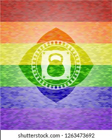kettlebell icon inside lgbt colors emblem 