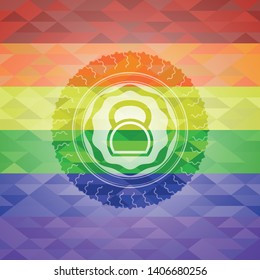 kettlebell icon inside lgbt colors emblem 