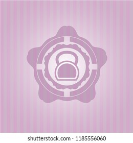 kettlebell icon inside pink emblem. Vintage.