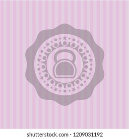 kettlebell icon inside pink emblem. Retro