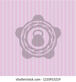 kettlebell icon inside pink emblem