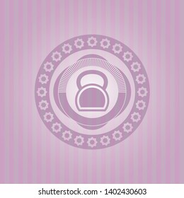 kettlebell icon inside pink icon or emblem