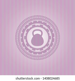 kettlebell icon inside pink icon or emblem