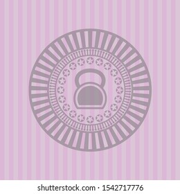 kettlebell icon inside pink emblem