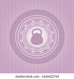 kettlebell icon inside pink icon or emblem