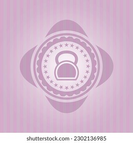 icono de timbre dentro del emblema rosado. Retro. Diseño plano. 