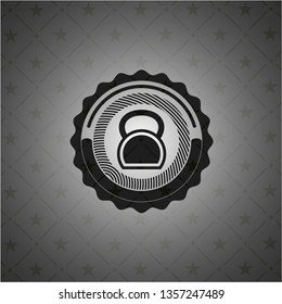 kettlebell icon inside realistic black emblem