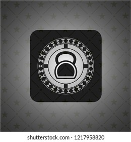 kettlebell icon inside realistic dark emblem