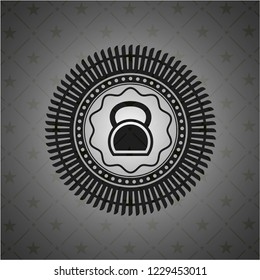 kettlebell icon inside realistic dark emblem
