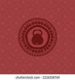kettlebell icon inside realistic red emblem