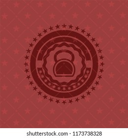 kettlebell icon inside red emblem. Vintage.