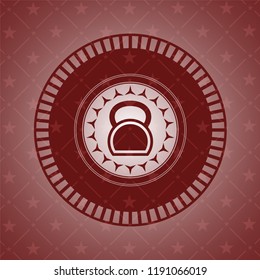 kettlebell icon inside red emblem. Vintage.