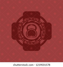 kettlebell icon inside red emblem. Retro