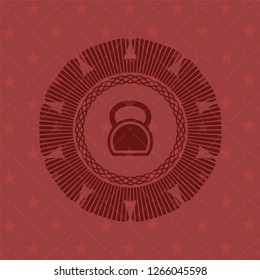 kettlebell icon inside red icon or emblem
