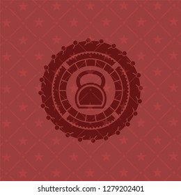  kettlebell icon inside red emblem. Vintage.