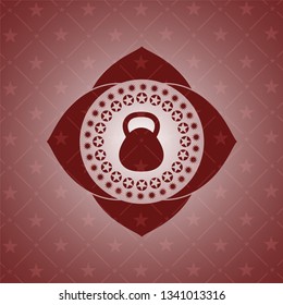 kettlebell icon inside red icon or emblem
