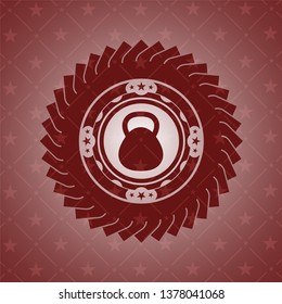kettlebell icon inside red emblem. Retro