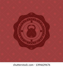 kettlebell icon inside red emblem. Vintage.