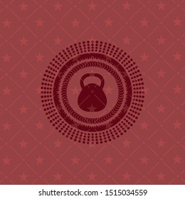 kettlebell icon inside red icon or emblem