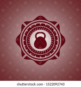 kettlebell icon inside red emblem. Retro