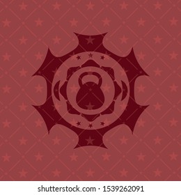 kettlebell icon inside red icon or emblem