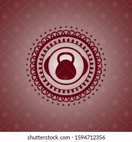 kettlebell icon inside red emblem. Vintage.