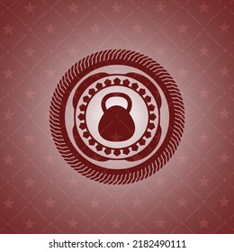 kettlebell icon inside red icon or emblem. 