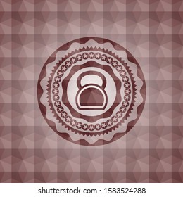kettlebell icon inside red seamless geometric badge.