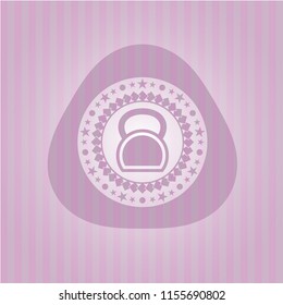 kettlebell icon inside retro pink emblem