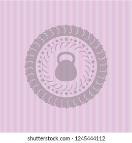 kettlebell icon inside retro pink emblem