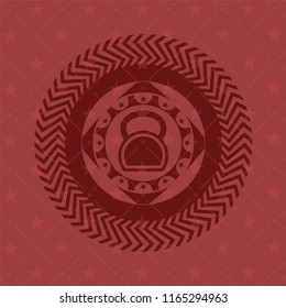 kettlebell icon inside retro red emblem
