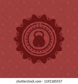 kettlebell icon inside retro red emblem