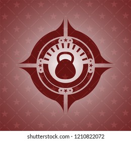kettlebell icon inside retro red emblem
