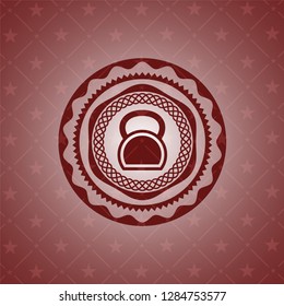 kettlebell icon inside retro red emblem
