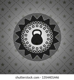 kettlebell icon inside retro style black emblem
