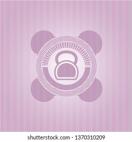 kettlebell icon inside retro style pink emblem