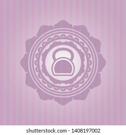 kettlebell icon inside retro style pink emblem