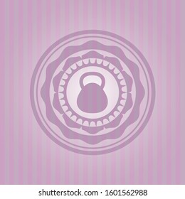 kettlebell icon inside retro style pink emblem