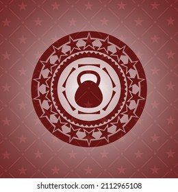 kettlebell icon inside retro style red emblem. 