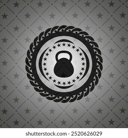 kettlebell icon inside retro style black emblem. 