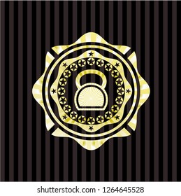 kettlebell icon inside shiny badge