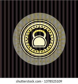 kettlebell icon inside shiny badge
