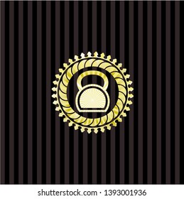 kettlebell icon inside shiny badge