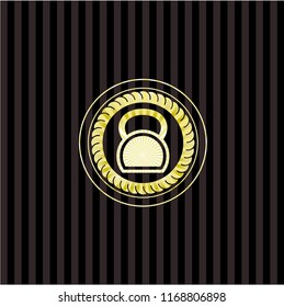 kettlebell icon inside shiny emblem