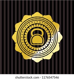 kettlebell icon inside shiny emblem