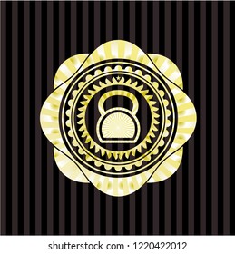 kettlebell icon inside shiny emblem