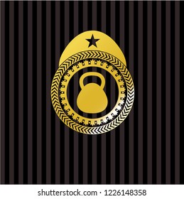 kettlebell icon inside shiny emblem